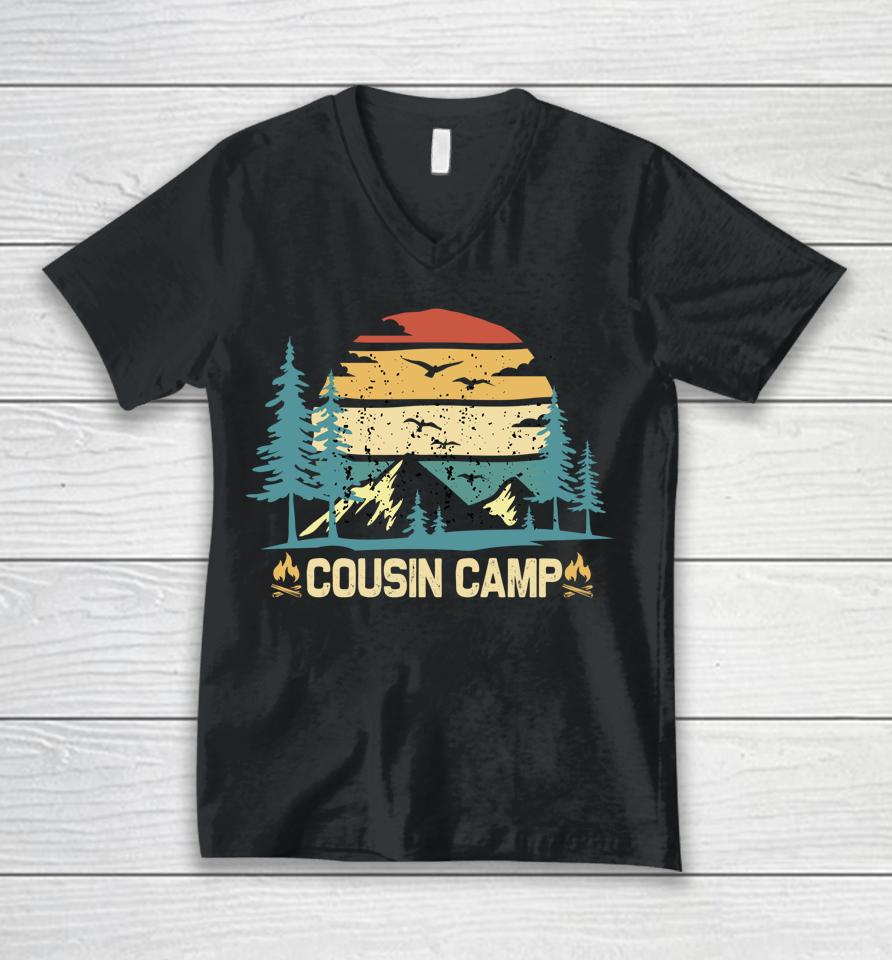 Cousin Camp 2022 Friends Summer Family Camping Vacation Unisex V-Neck T-Shirt