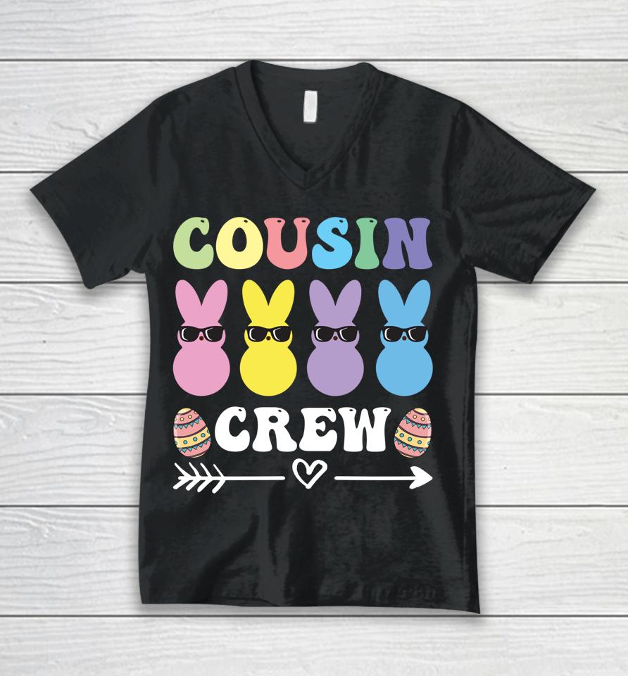 Cousin Crew Happy Easter Family Matching Bunnies Unisex V-Neck T-Shirt
