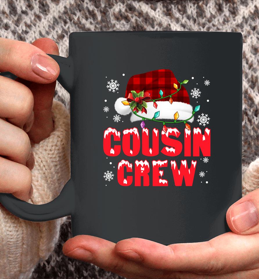 Cousin Crew Santa Hat Red Plaid Lights Family Christmas Xmas Coffee Mug