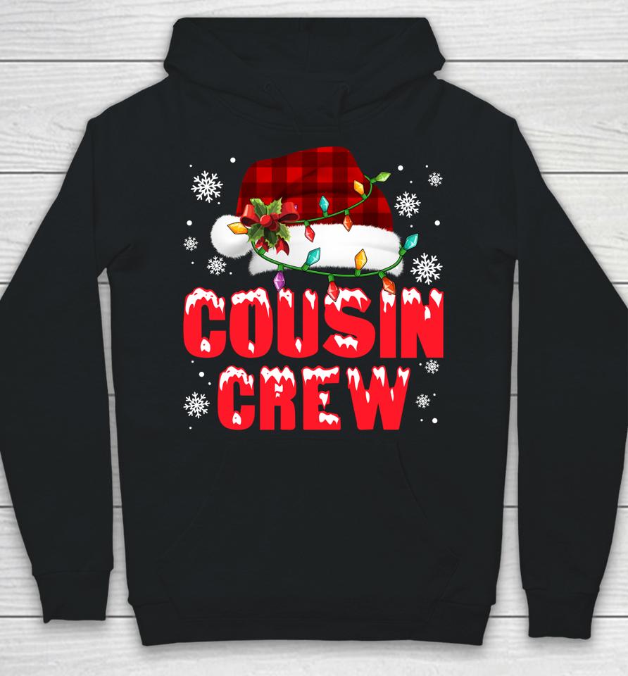 Cousin Crew Santa Hat Red Plaid Lights Family Christmas Xmas Hoodie