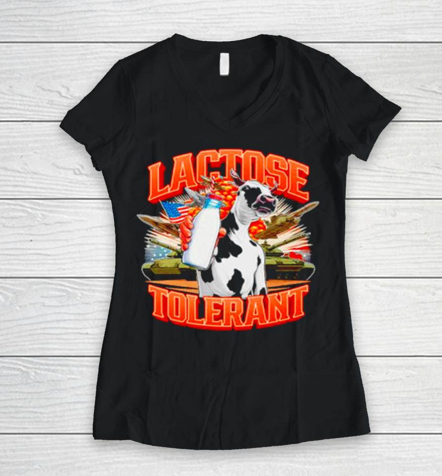 Cow Lactose Tolerant Women V-Neck T-Shirt