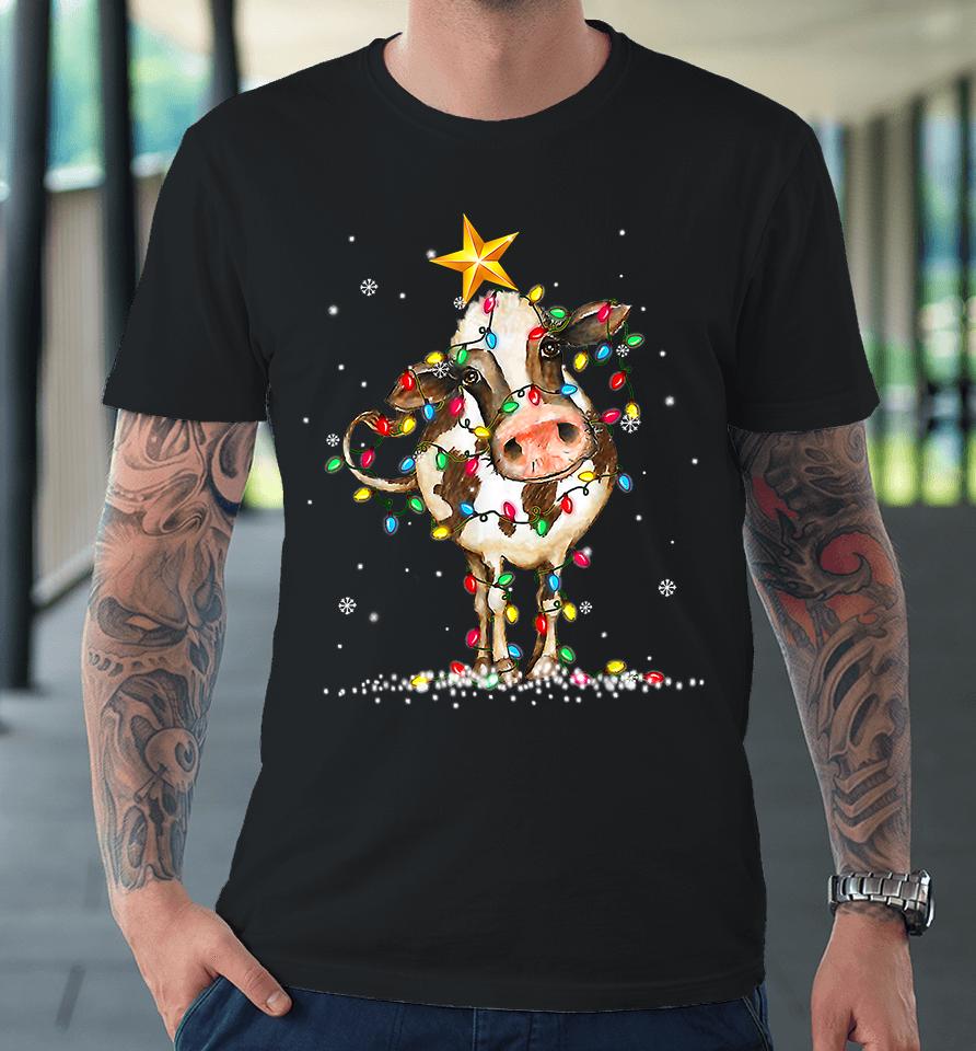Cow Reindeer Christmas Lights Premium T-Shirt