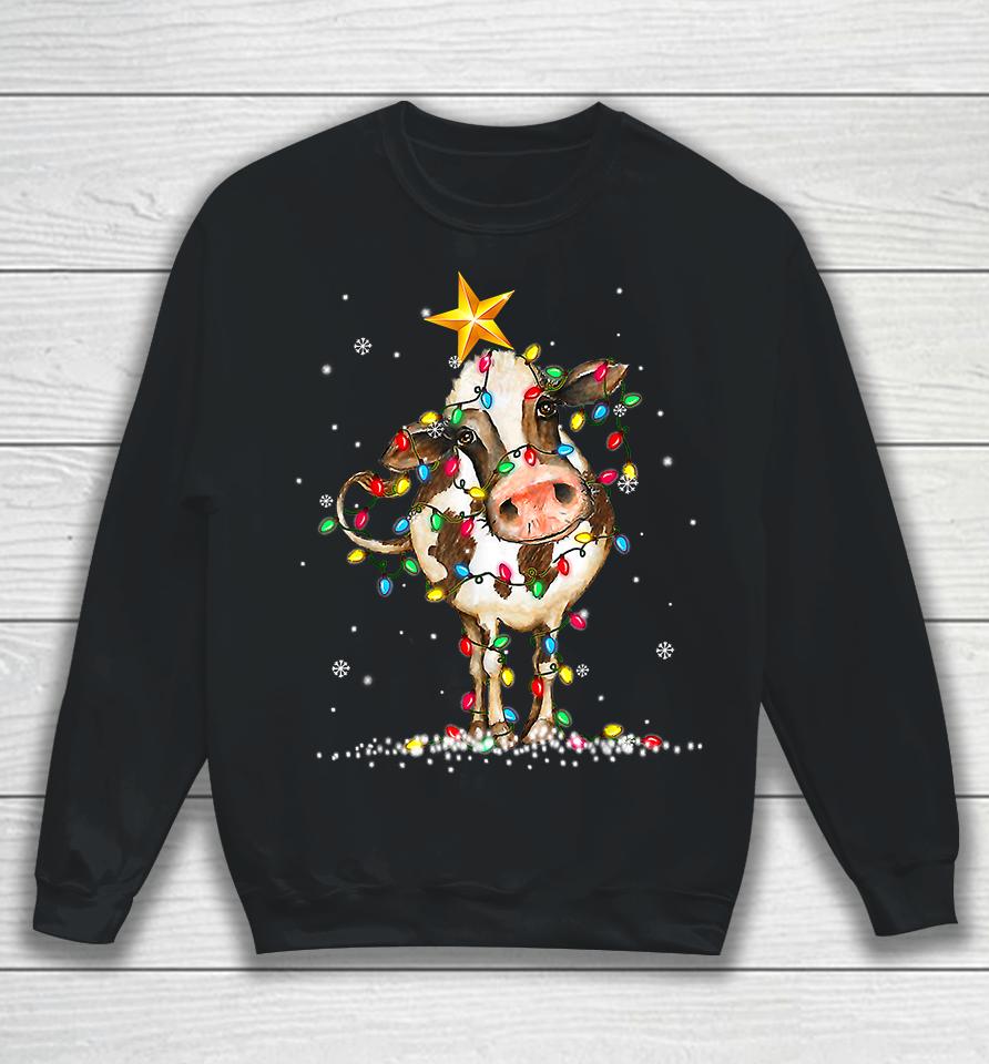 Cow Reindeer Christmas Lights Sweatshirt