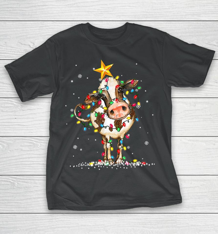 Cow Reindeer Christmas Lights T-Shirt