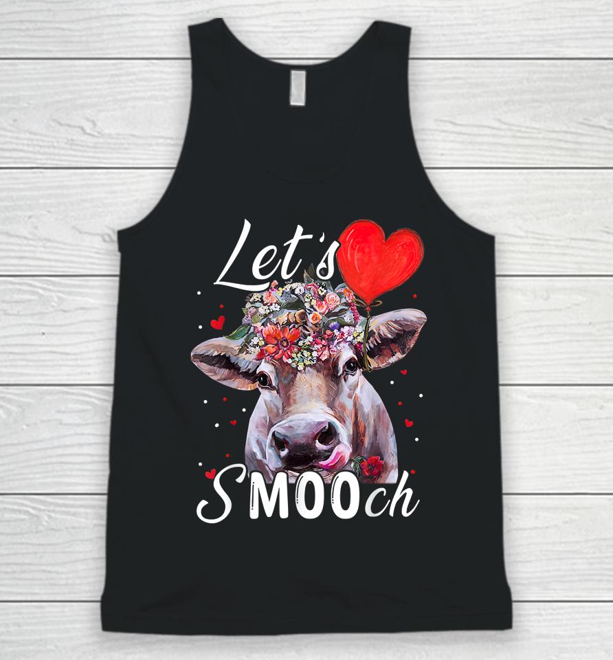 Cow Valentine Let's Smooch Farmer Valentine's Day Unisex Tank Top