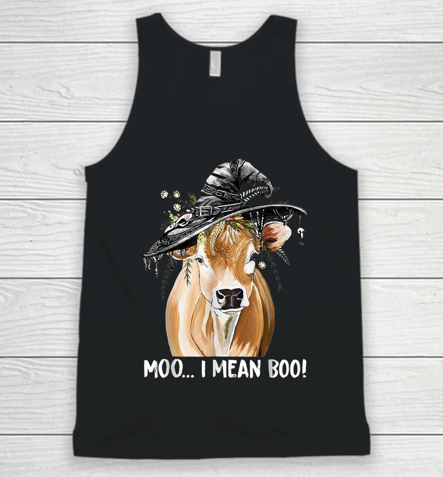 Cow Witch Halloween Moo I Mean Boo Unisex Tank Top