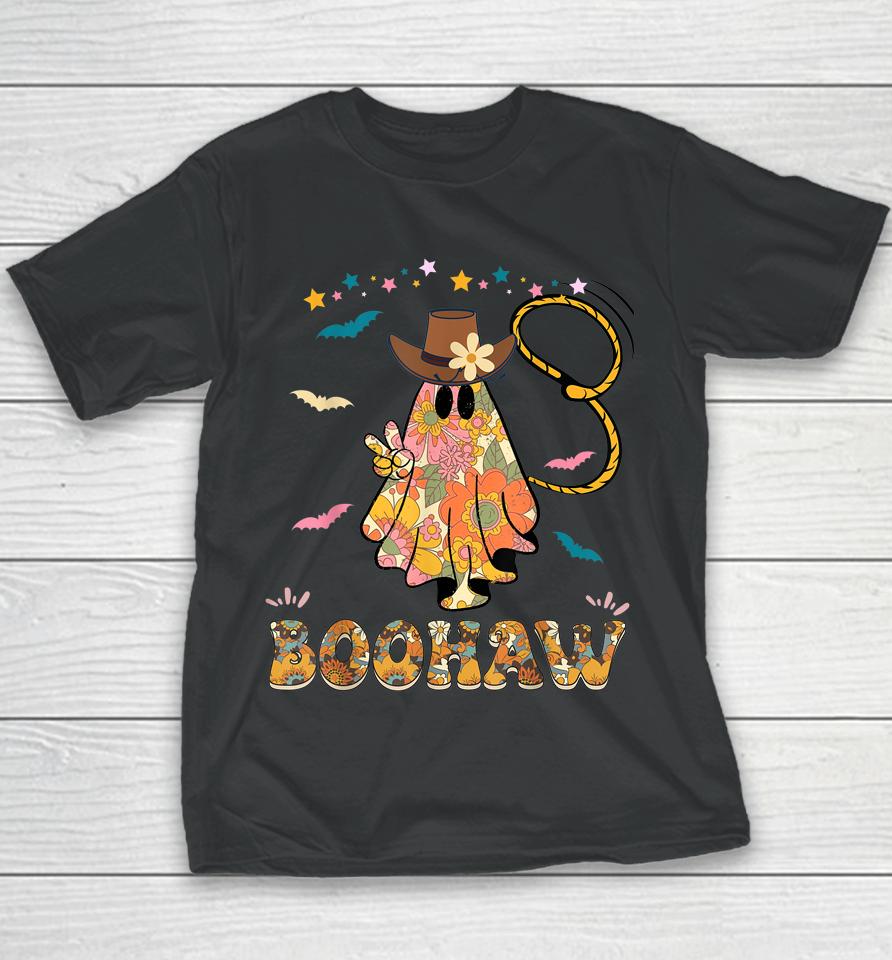 Cowboy Cowgirl Boohaw Retro Western Ghost Halloween Party Youth T-Shirt