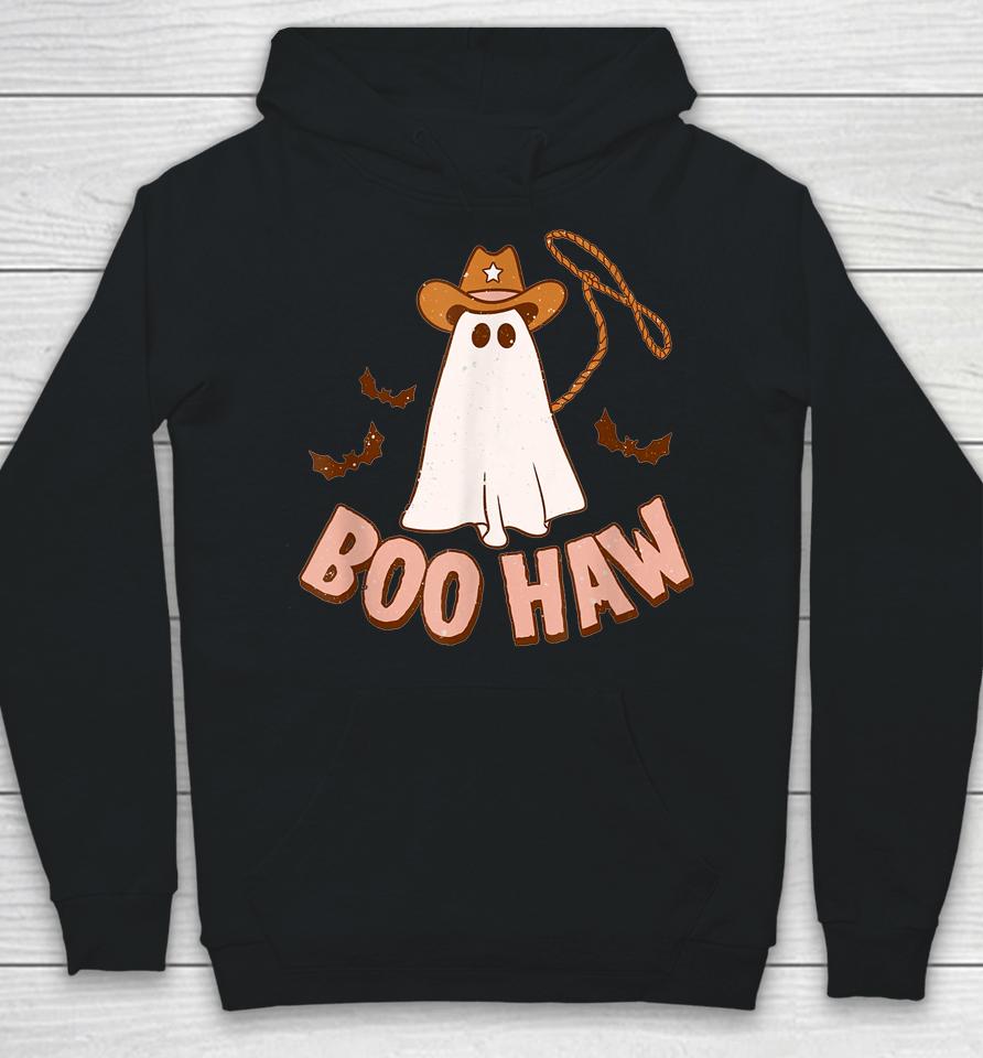 Cowboy Cowgirl Boohaw Retro Western Ghost Halloween Party Hoodie