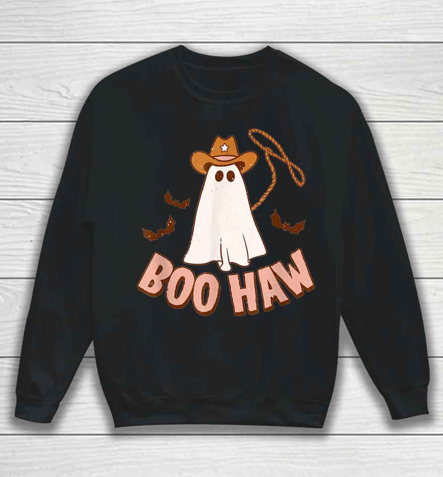Cowboy Cowgirl Boohaw Retro Western Ghost Halloween Party Sweatshirt