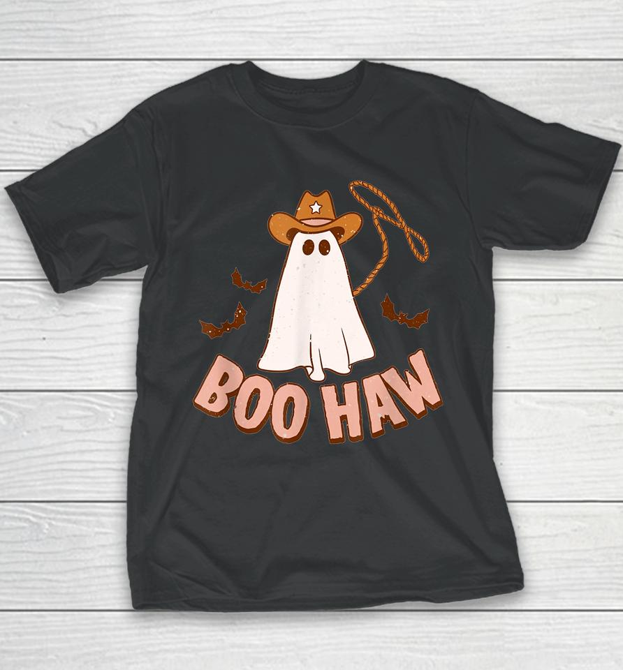 Cowboy Cowgirl Boohaw Retro Western Ghost Halloween Party Youth T-Shirt