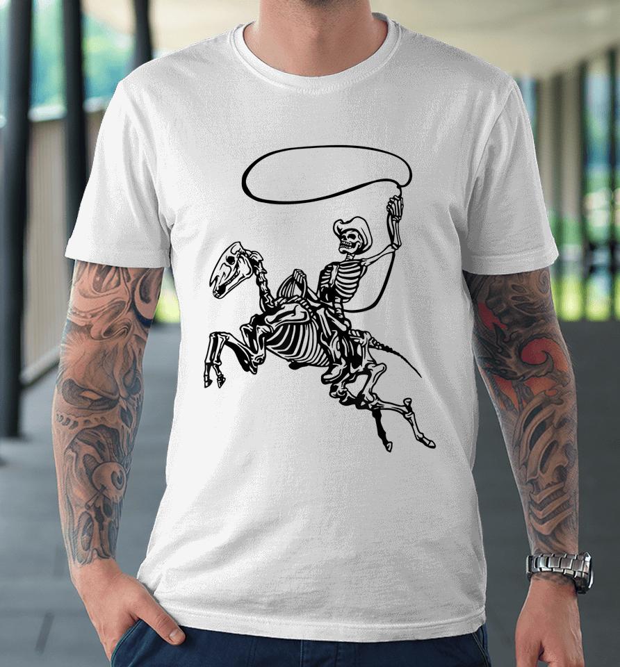 Cowboy Skeleton Halloween Premium T-Shirt