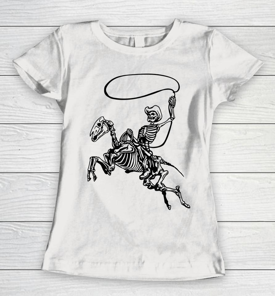 Cowboy Skeleton Halloween Women T-Shirt