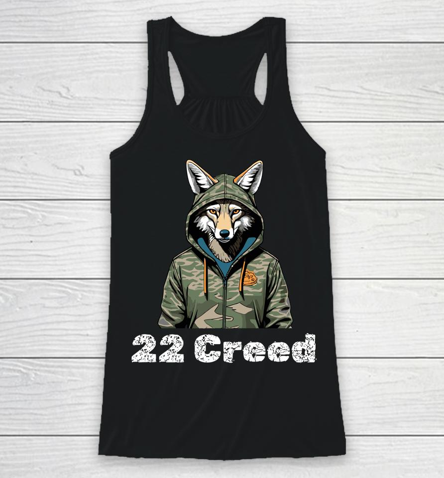 Coyote In Hood 22 Creed Graphic Hunting Racerback Tank