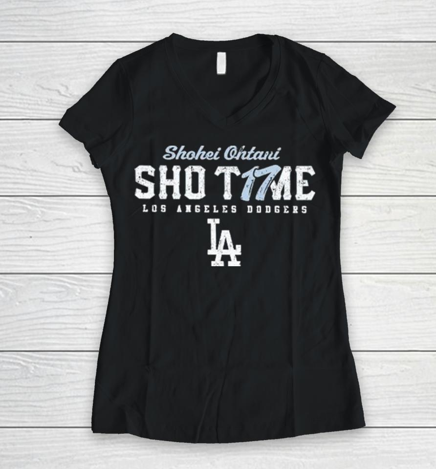 Crack Shohei Ohtani Sho Time 17 Los Angeles Dodgers Player Women V-Neck T-Shirt