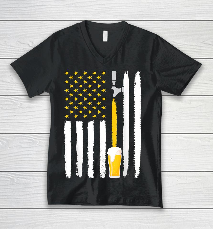 Craft Beer 4Th July American Flag Unisex V-Neck T-Shirt