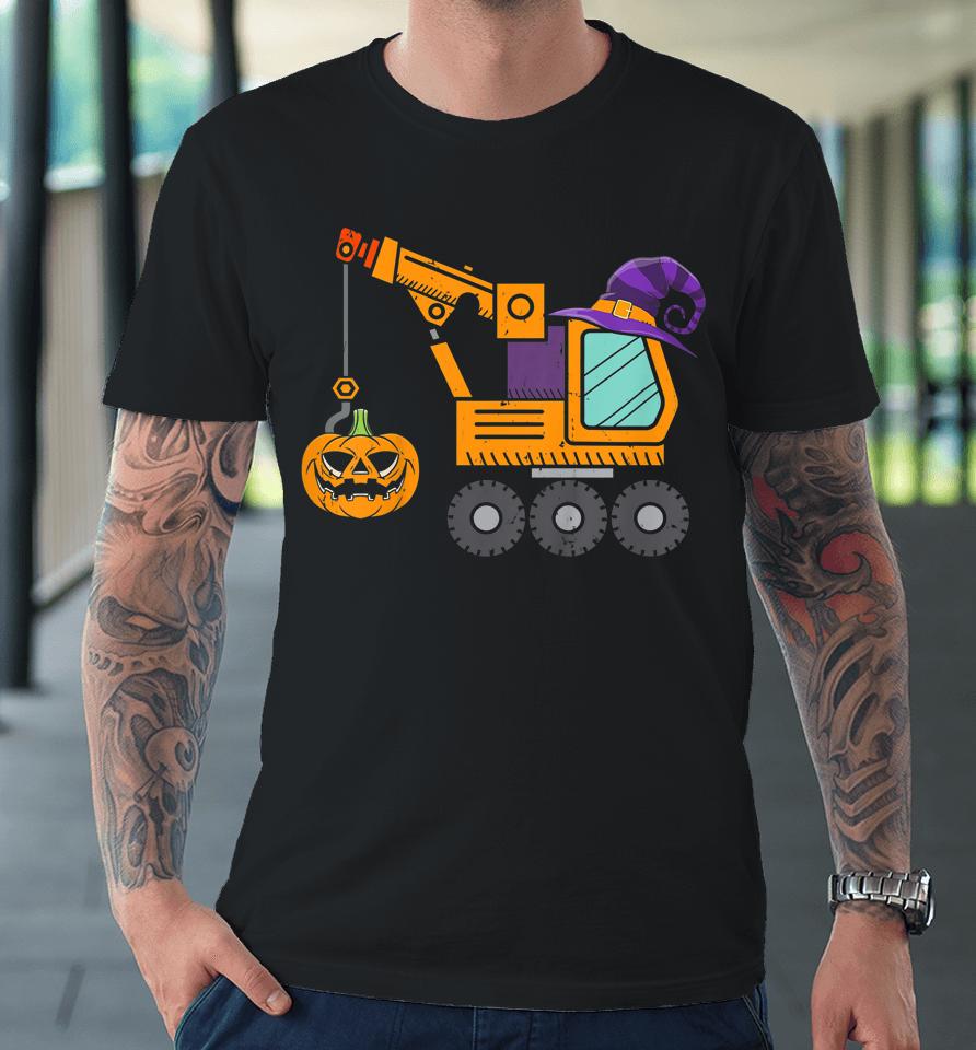 Crane Truck Pumpkin Toddler Baby Boys Halloween Premium T-Shirt