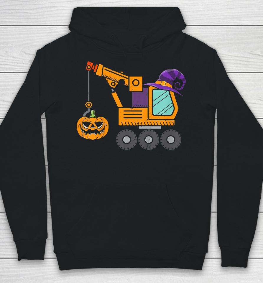 Crane Truck Pumpkin Toddler Baby Boys Halloween Hoodie