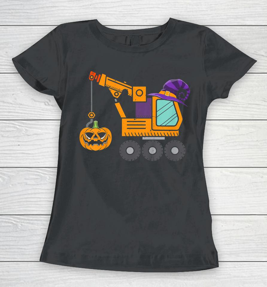 Crane Truck Pumpkin Toddler Baby Boys Halloween Women T-Shirt