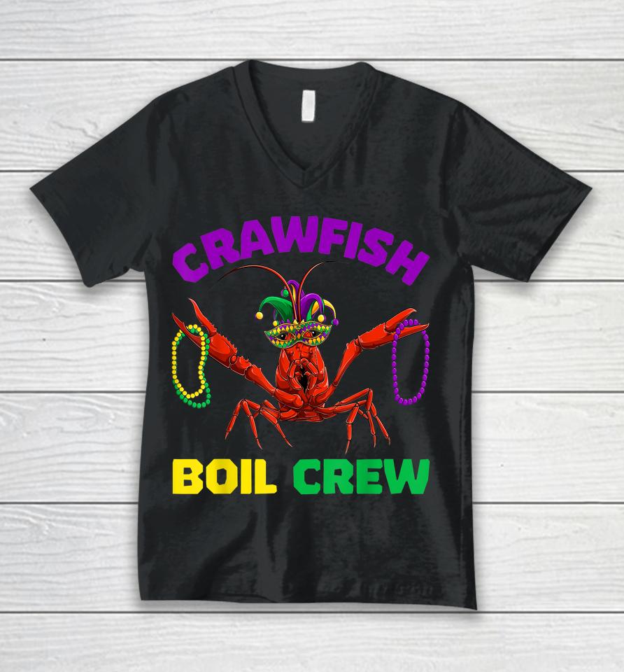 Crawfish Boil Crew Mardi Gras Unisex V-Neck T-Shirt