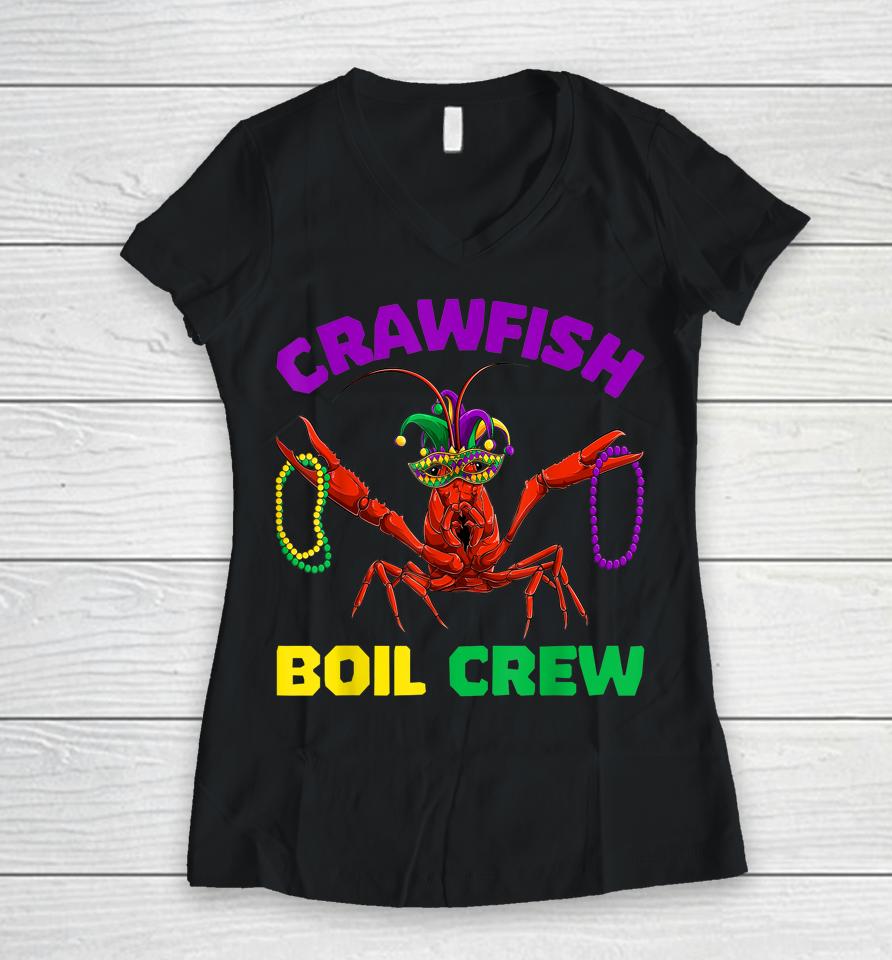 Crawfish Boil Crew Mardi Gras Women V-Neck T-Shirt