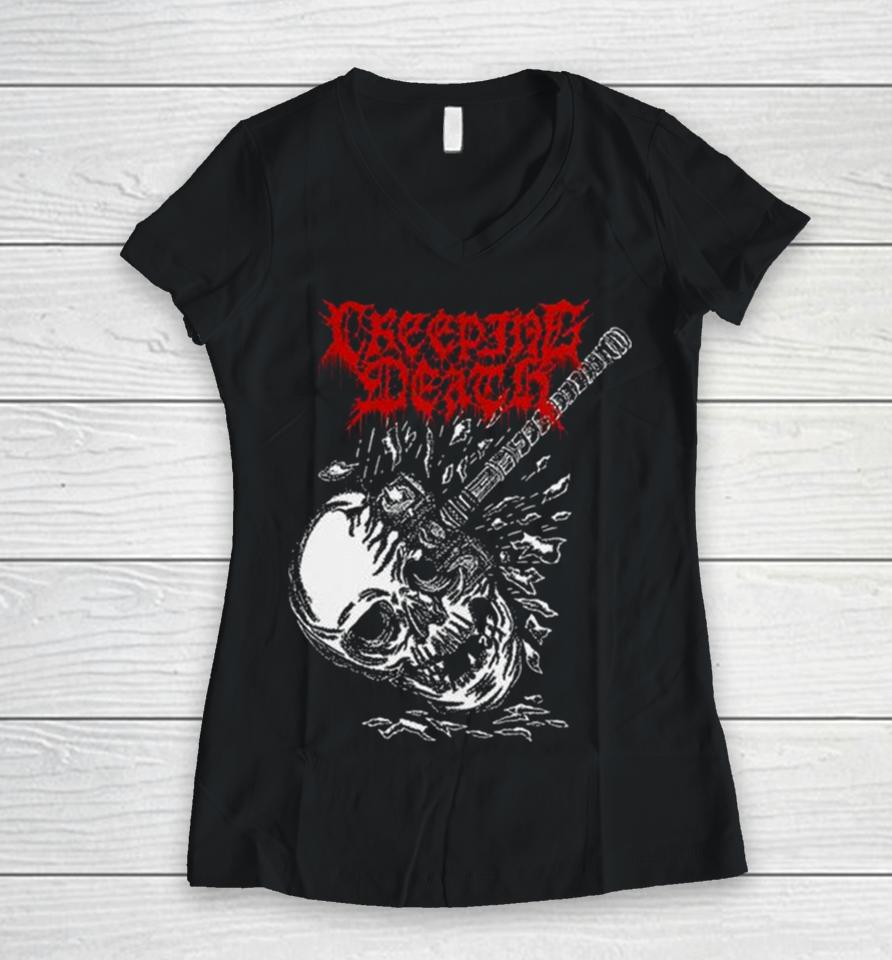 Creeping Death Skull Hammer Women V-Neck T-Shirt