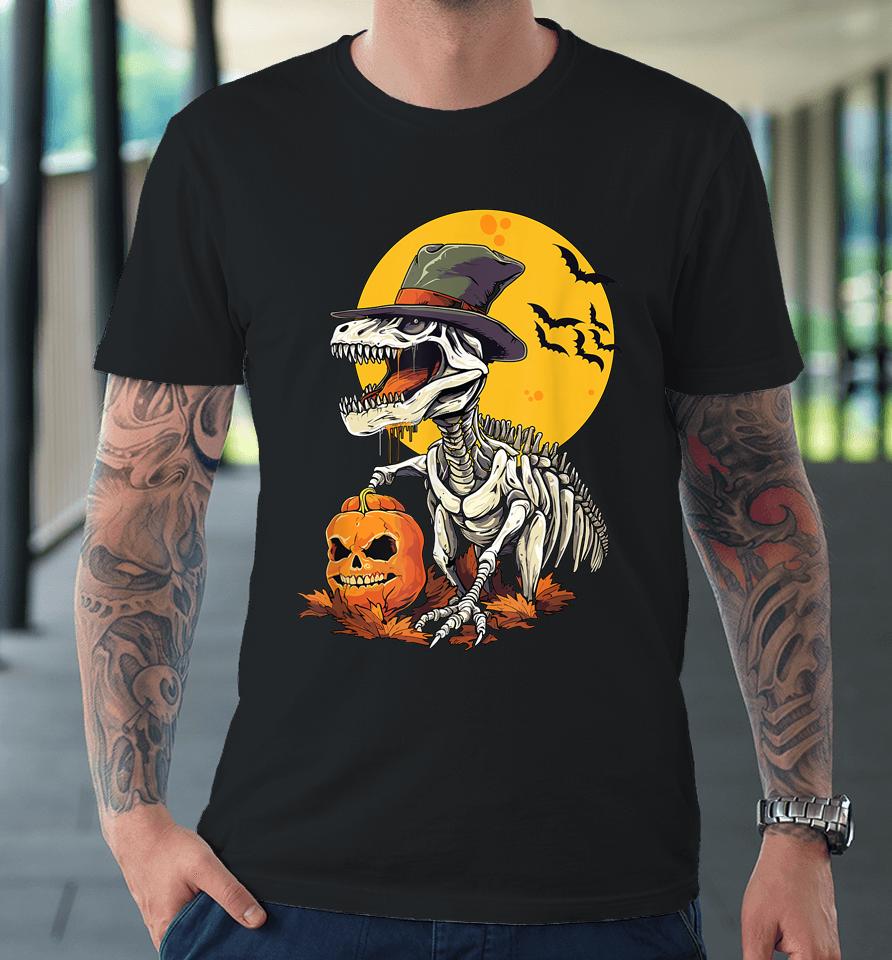 Creepy Funny Skeleton Dinosaur T Rex Halloween Premium T-Shirt