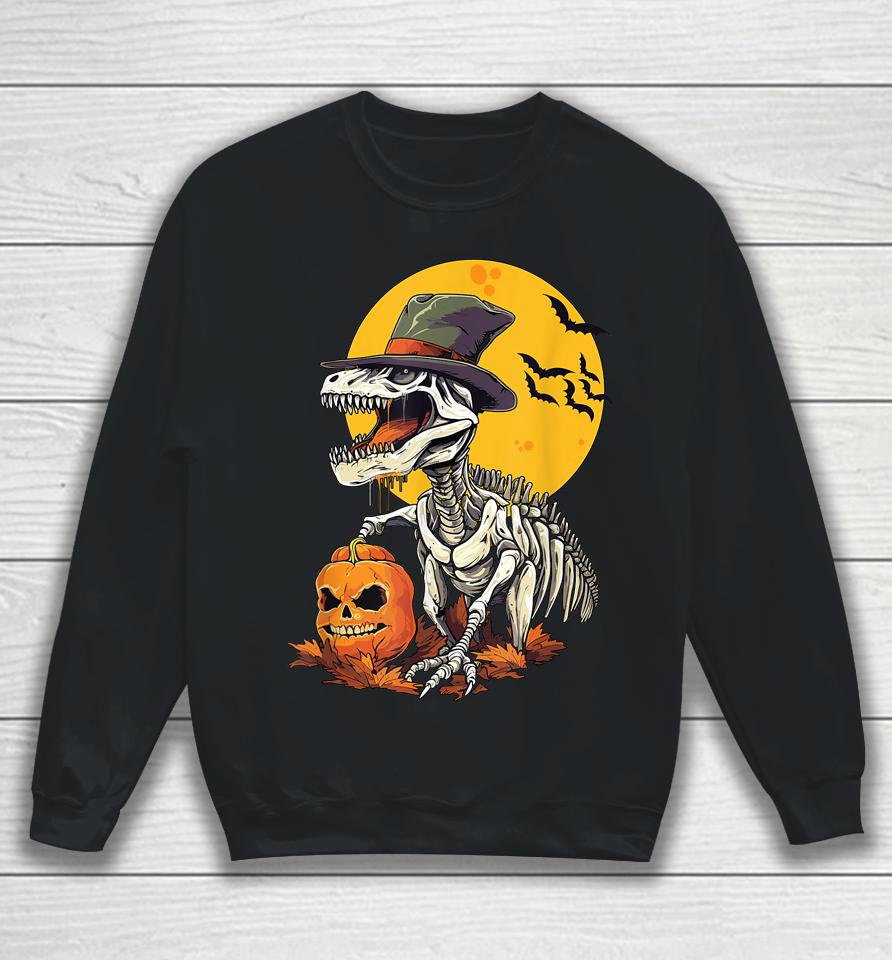 Creepy Funny Skeleton Dinosaur T Rex Halloween Sweatshirt