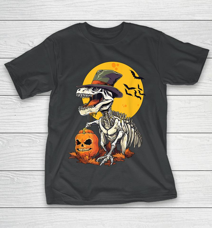 Creepy Funny Skeleton Dinosaur T Rex Halloween T-Shirt