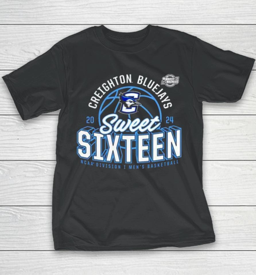 Creighton Bluejays 2024 Ncaa Men’s Basketball Tournament March Madness Sweet Sixteen Defensive Stance Youth T-Shirt
