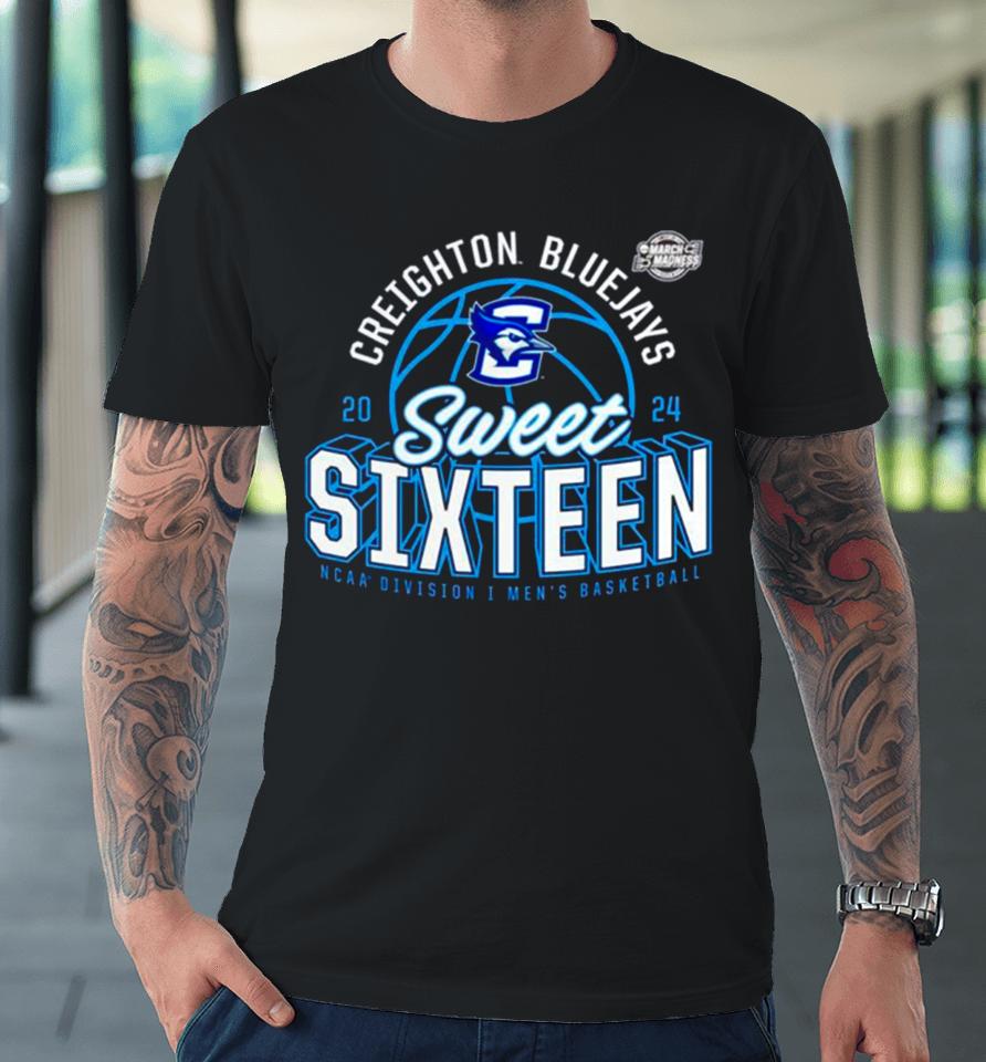 Creighton Bluejays 2024 Ncaa Men’s Basketball Tournament March Madness Sweet Sixteen Defensive Stance Premium T-Shirt