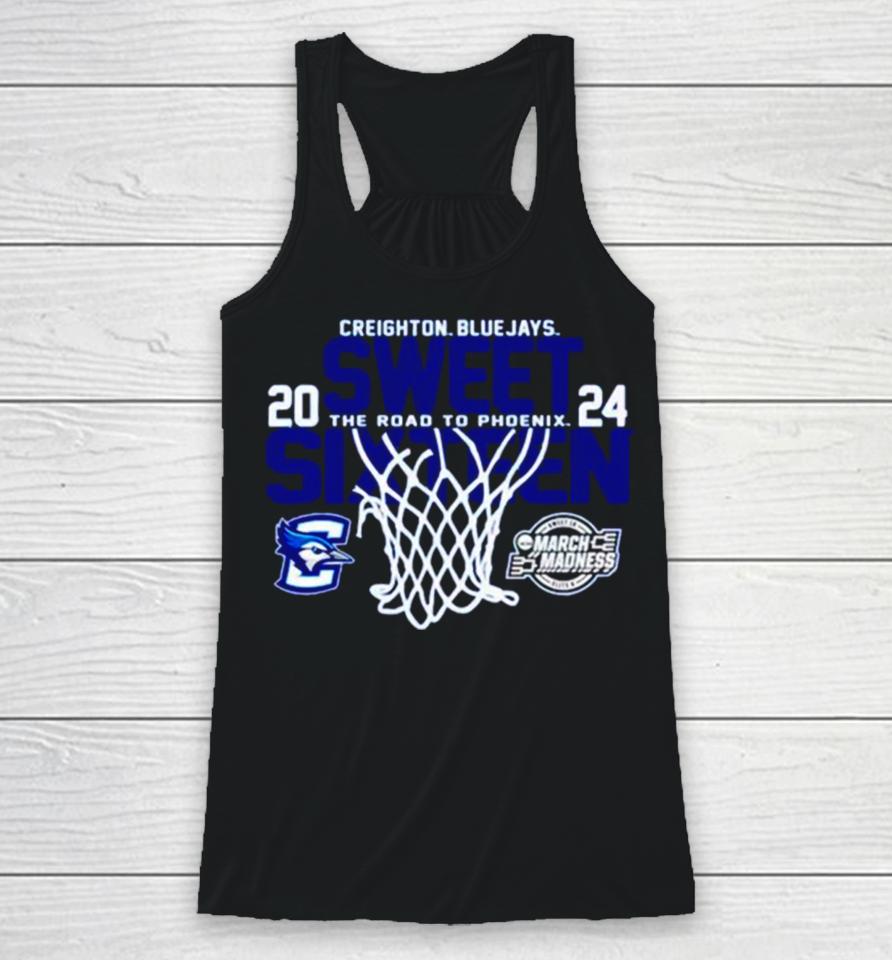 Creighton Bluejays Blue 2024 Sweet Sixteen The Road To Phoenix March Madness Racerback Tank
