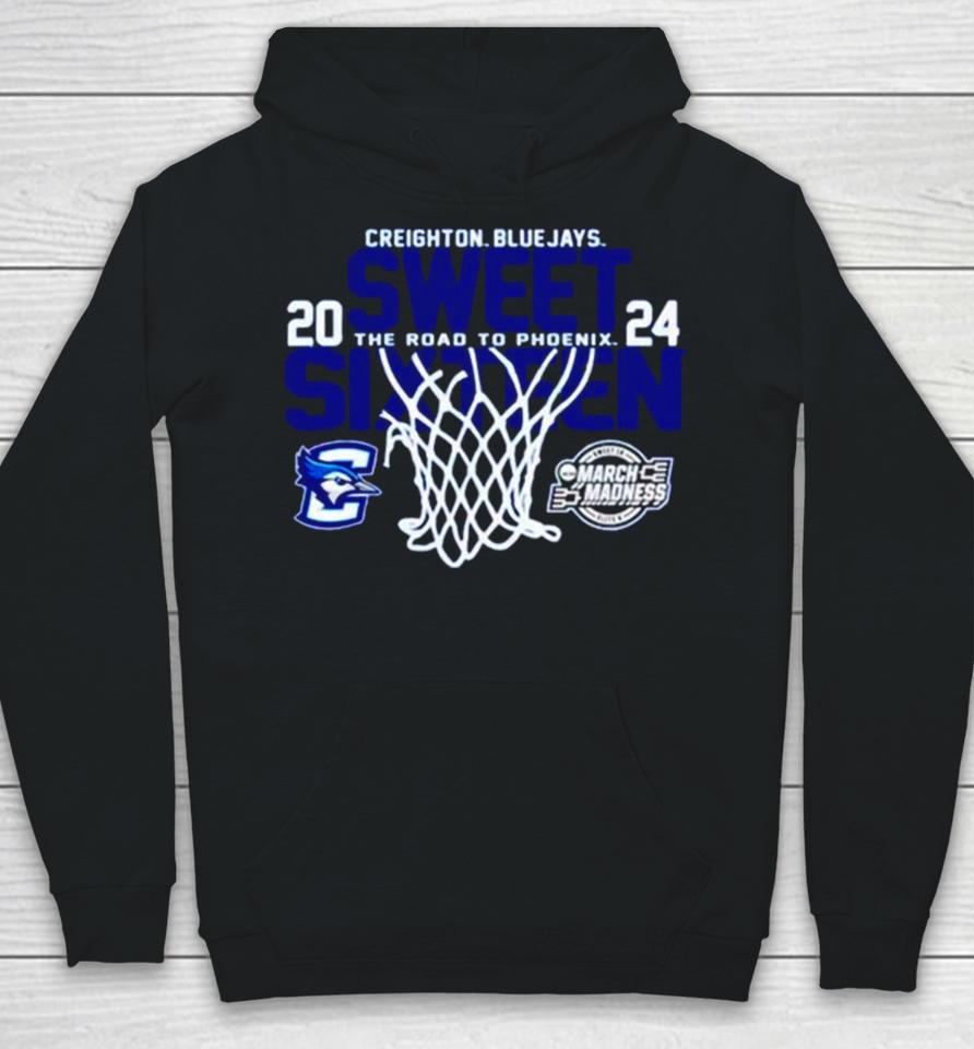 Creighton Bluejays Blue 2024 Sweet Sixteen The Road To Phoenix March Madness Hoodie