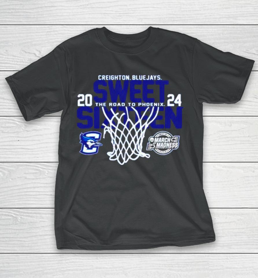 Creighton Bluejays Blue 2024 Sweet Sixteen The Road To Phoenix March Madness T-Shirt