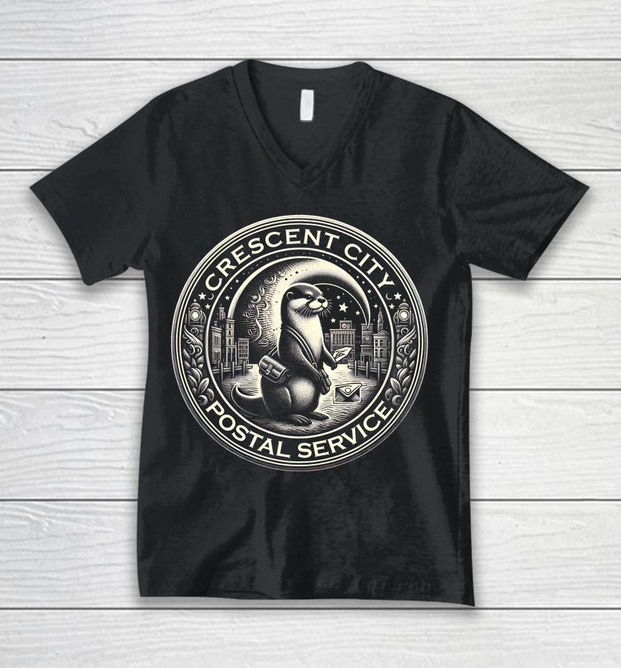 Crescent City Postal Service Messenger Otter Crescent City Unisex V-Neck T-Shirt