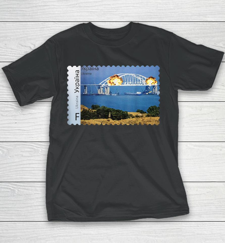 Crimea's Kerch Bridge Stamp Crimea Bridge Peninsula Ukraine Youth T-Shirt