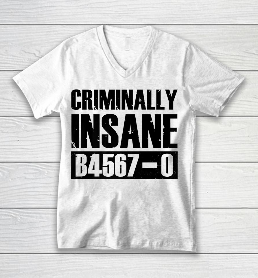 Criminally Insane B4567-0 Jail Inmate Halloween Unisex V-Neck T-Shirt