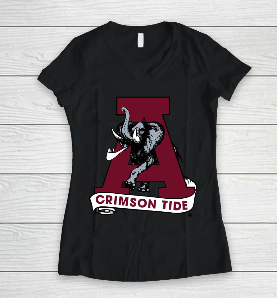 Crimson Alabama Crimson Tide Team Vault Logo Women V-Neck T-Shirt