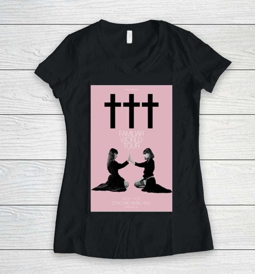 Crosses February 12 13, 2024 Concord Music Hall Chicago, Il Women V-Neck T-Shirt