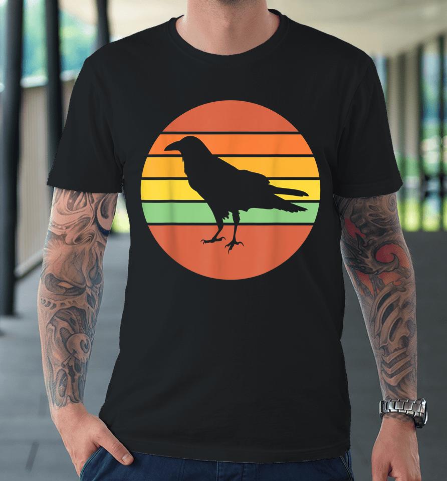Crow Raven Retro Sunset Premium T-Shirt