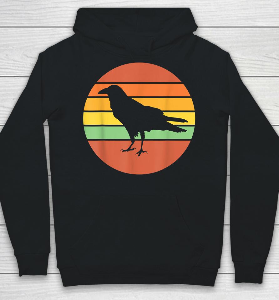 Crow Raven Retro Sunset Hoodie
