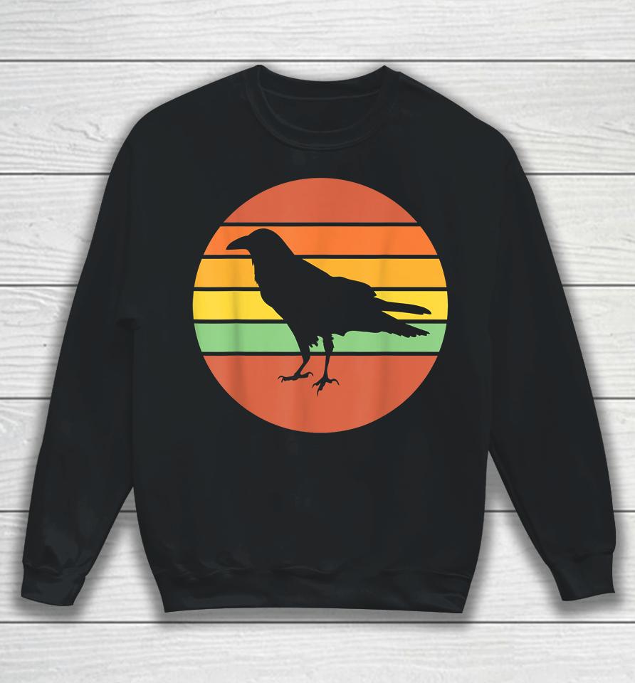 Crow Raven Retro Sunset Sweatshirt