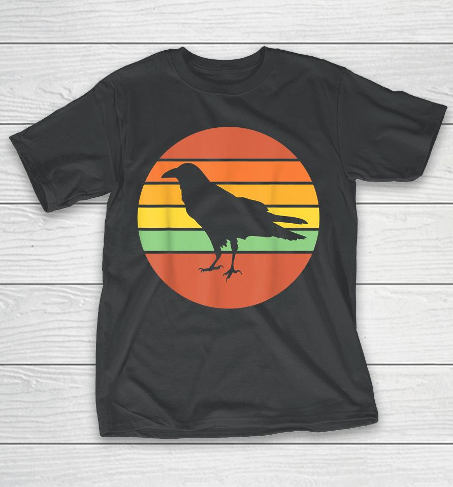 Crow Raven Retro Sunset T-Shirt