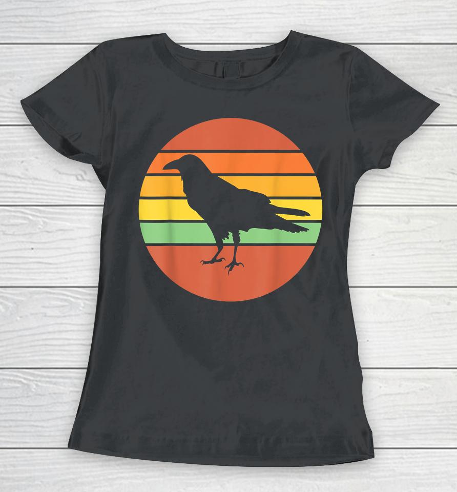 Crow Raven Retro Sunset Women T-Shirt
