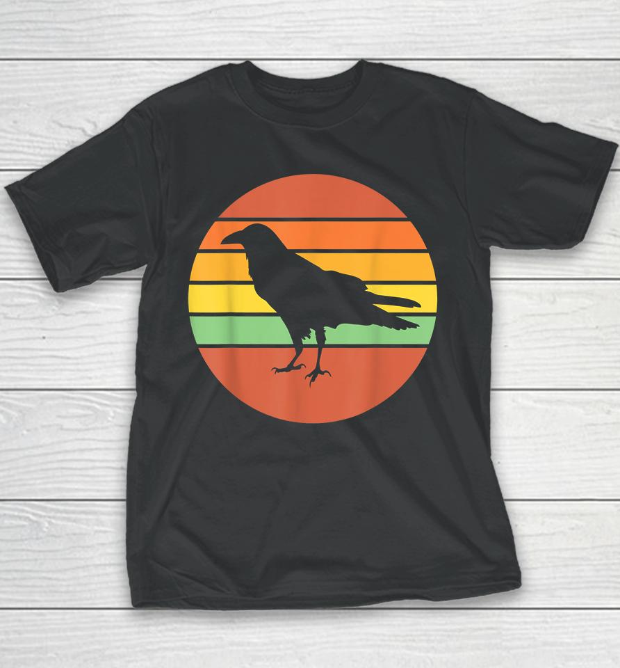 Crow Raven Retro Sunset Youth T-Shirt