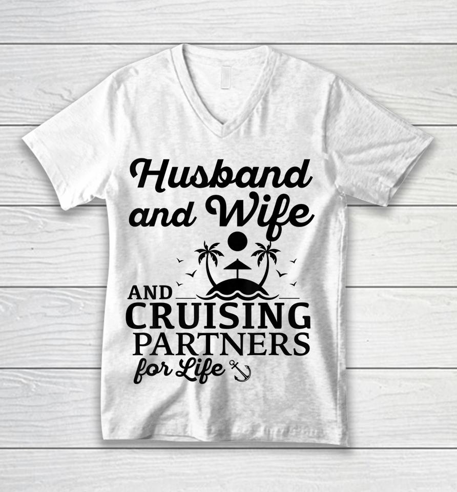Cruising Husband And Wife Cruise Partners For Life Matching Unisex V-Neck T-Shirt