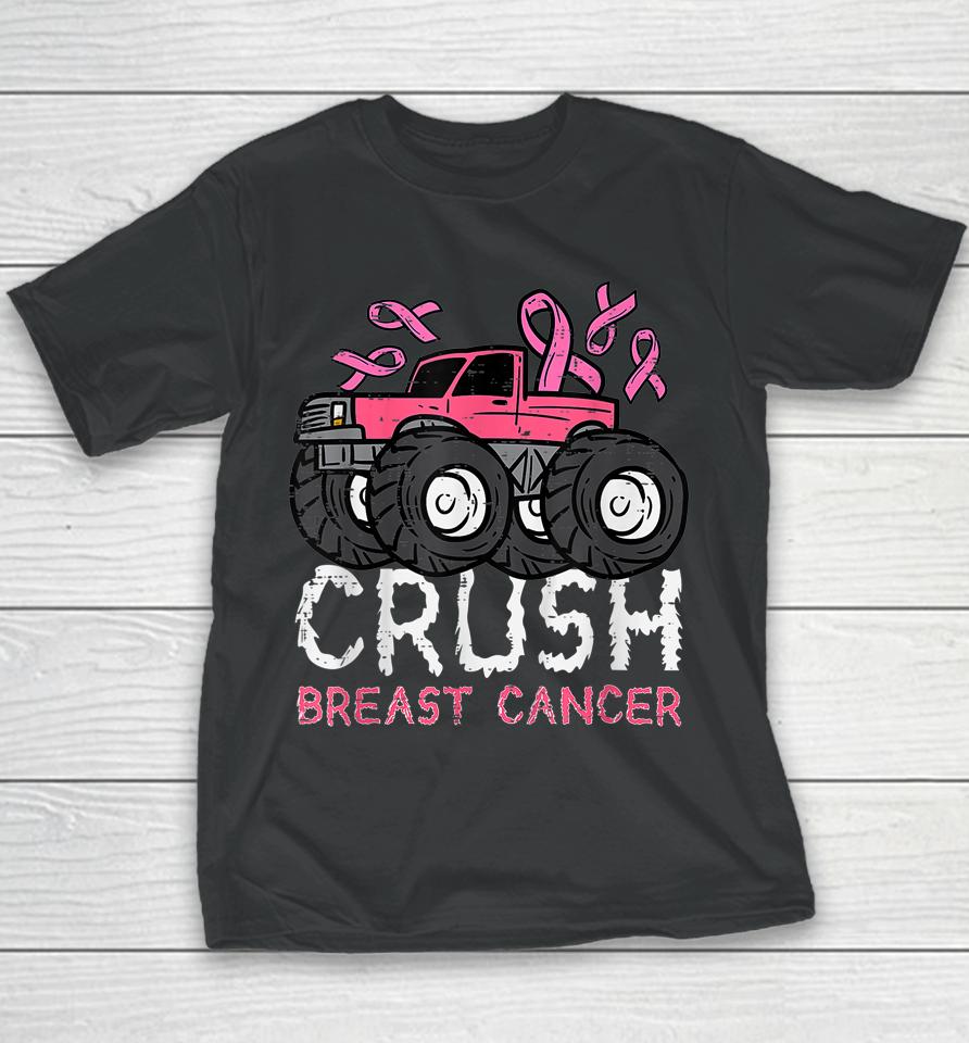 Crush Breast Cancer Awareness Monster Truck Youth T-Shirt
