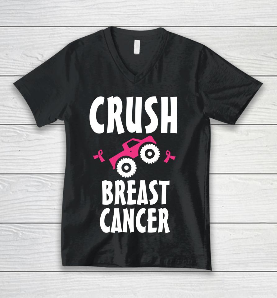 Crush Breast Cancer Awareness Pink Ribbon Unisex V-Neck T-Shirt