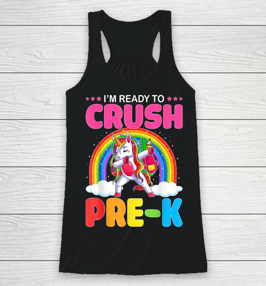 Crush Pre-K Dabbing Unicorn Back To School Girl Student Gift Racerback Tank