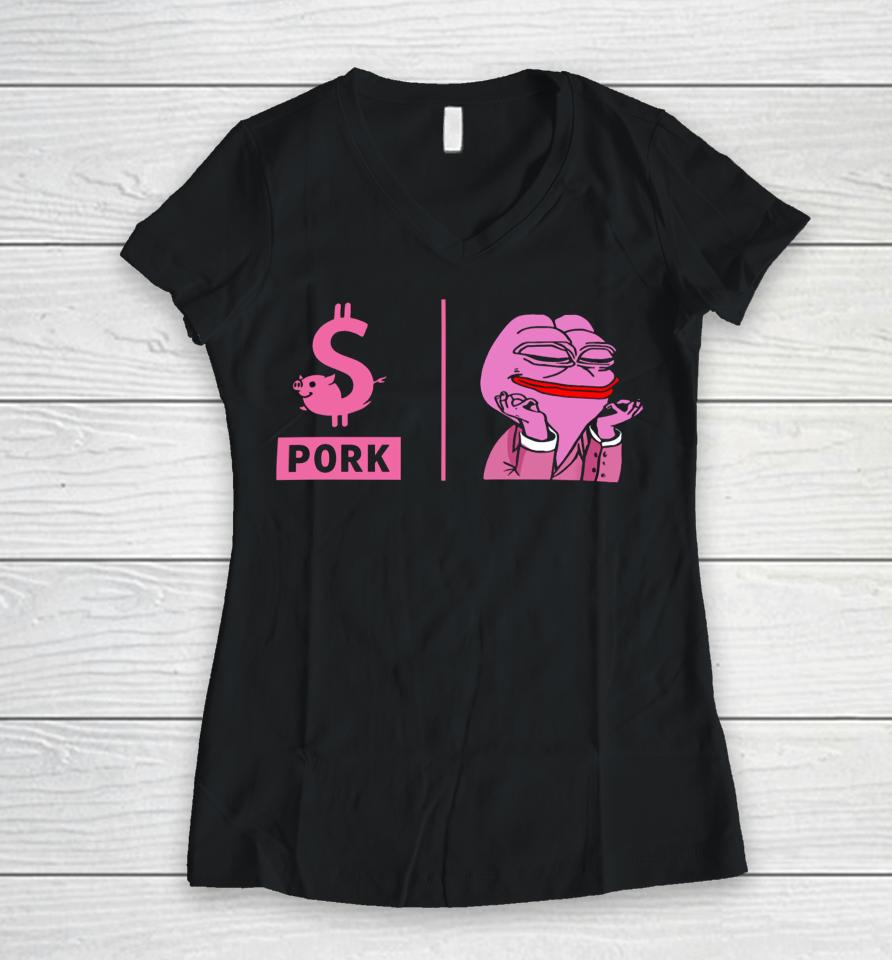 Crypto Caddie $Pork Women V-Neck T-Shirt