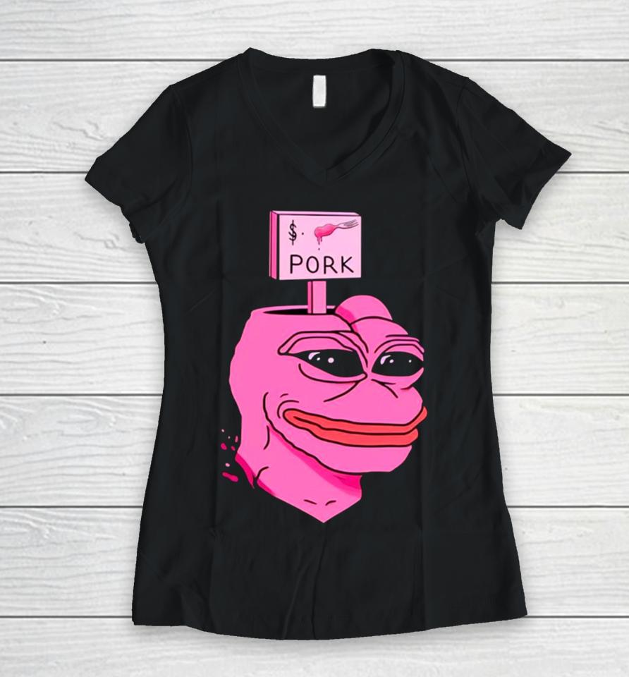Crypto $Pork Meme Women V-Neck T-Shirt